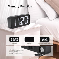 Mains Powered LED Digital Alarm Clock – Dual Alarm, Snooze, 10 Ringtones, USB Port