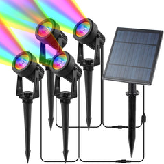 Solar Spot Lights Outdoor Garden, RGB Color-Changing Solar Spotlights, IP65 Waterproof, 2-in-1 Decorative Uplighters for Yard, Lawn, Pathway