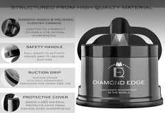 Manual Knife Sharpener – Safe, Compact & Professional 2-Stage Sharpener for Kitchen, Serrated & Outdoor Blades – Ergonomic Handle & Non-Slip Base – Durable Tungsten Carbide, Black