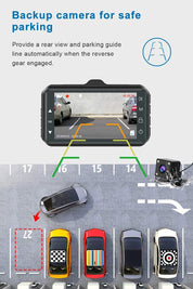 Dual Dash Cam for Cars Front & Rear 1080P, 170° Wide, 3" LCD, Night Vision