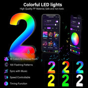 LED Number Light RGB Color Changing Digit 2 USB Powered