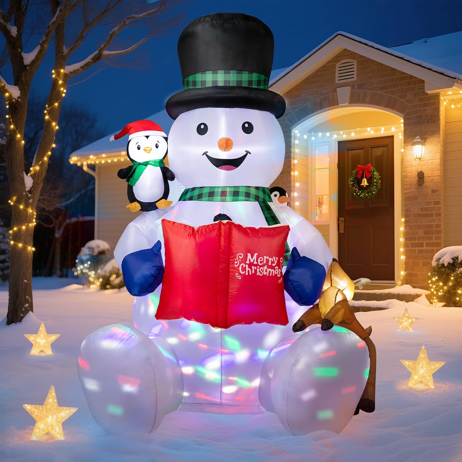 7 FT inflatable snowman with LED festive lights