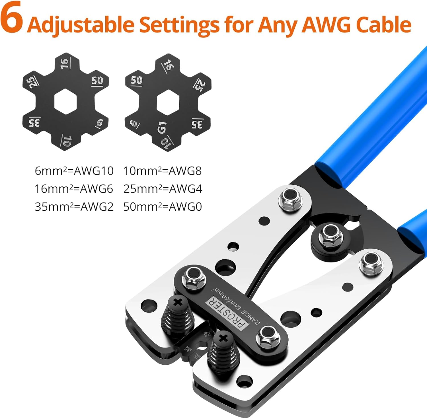 Battery Cable Lug Crimping Tool 6–50mm² Set