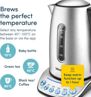 WeeKett Smart Kettle 1.7L – Stainless Steel, Voice Control Alexa Kettle, Variable Temperature, Keep Warm, BPA Free