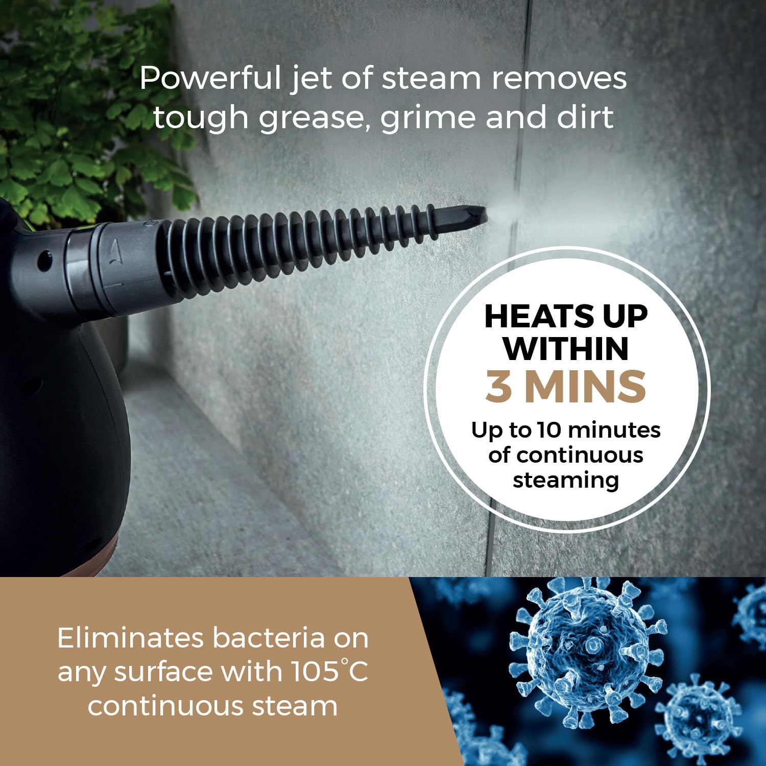Tower THS10 Handheld Steam Cleaner – 1050W, 250ml