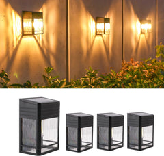 Solar Fence Lights Outdoor Garden, 4 PACK Solar Wall Light Outdoor Waterproof Solar Deck Lights for Fence Patio Decking Gate Yard Stair Decoration, Warm White 3000K