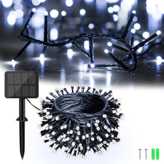 BOLWEO Solar String Lights Outdoor - 12M/39.37Ft, 120 LEDs Solar Powered with 8 Lighting Modes, IP65 Waterproof for Garden, Yard, Party, Holiday, and Christmas Tree Decor (Cold White)