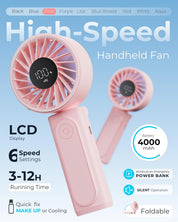 Portable Handheld Fan 4000mAh 6-Speed Foldable Mini Fan