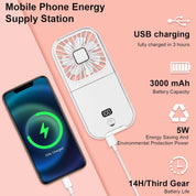 Folding Handheld Fan with LED Display & Power Bank