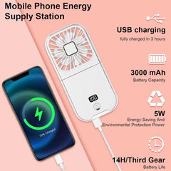 Folding Handheld Fan with LED Display & Power Bank
