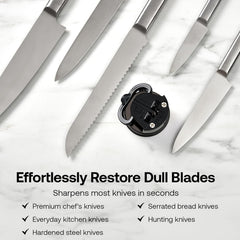 AnySharp Pro Metal Knife Sharpener – Hands-Free PowerGrip Suction | Sharpens All Knives | Hardened Steel & Serrated | Wolfram Finish