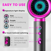 2400W Professional Ionic Hair Dryer – Silent, Fast Drying with Diffuser & Nozzles