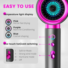 2400W Professional Ionic Hair Dryer – Silent, Fast Drying with Diffuser & Nozzles