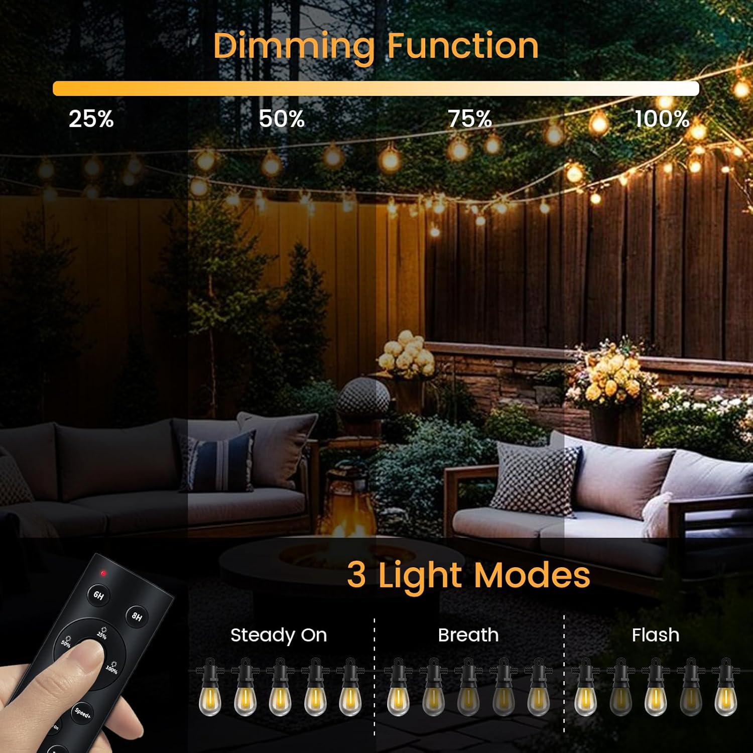 30M Festoon Lights Outdoor 24V with Remote, 32 LED Bulbs