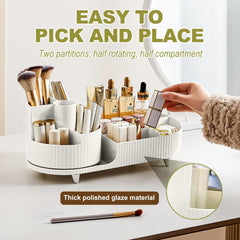 360° Rotating Makeup Organizer – 2-in-1 Skincare & Cosmetic Storage for Vanity & Bathroom
