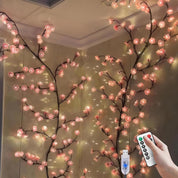 LED Cherry Blossom Vine Wall Lights with Remote and Timer, 144 LED Fairy Branch Lights for Bedroom Wall Art and Indoor Christmas Décor