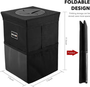 Car Trash Bin with Lid – 10L Leak-Proof Hanging Organizer with Storage Pockets