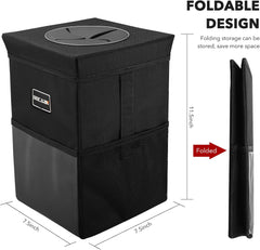 Car Trash Bin with Lid – 10L Leak-Proof Hanging Organizer with Storage Pockets