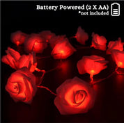 LED Rose Fairy String Lights, 8 Red Foam Roses, 1.45m Battery Operated Warm Light for Indoor Décor