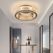 Modern Crystal Ceiling Light LED Chandelier Flush Mount with Remote