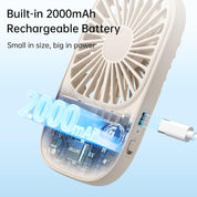 Ultra Slim Handheld Mini Fan - 3 Speeds, USB Rechargeable