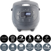 Yum Asia Panda Mini Rice Cooker – 0.63L Ninja Ceramic Bowl, Fuzzy Logic, 8 Cooking Functions, LED Display, 220-240V