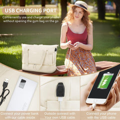 Women’s Travel Gym Duffel Bag 45x36x20 – Cabin, Weekend & Hospital Bag with USB Port