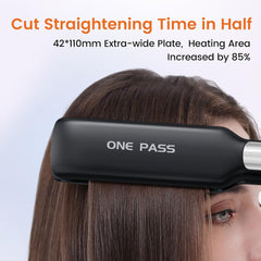 Professional Hair Straightener 42mm Wide Titanium Plates, Negative Ion, 11 Temps