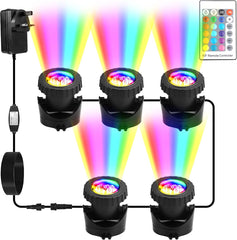 Underwater Pond Lights – 18 LED Color-Changing Submersible Lights, Mains Powered (4 Lights)