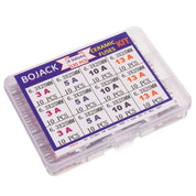 BOJACK 4 Values 120 pcs 3 5 10 13 A amp 240 V Volt Household Mains Plug Fuse 6.3x25 mm 0.25x1Inch BS1362 Ceramic Tube Cartridge Fuses Assortment Kit packag in a Clear Plastic Box