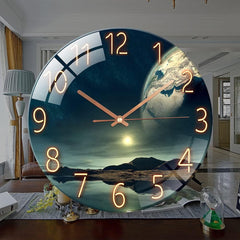 12'' Glass Wall Clock – Silent Non-Ticking Round Clock for Living Room & Office