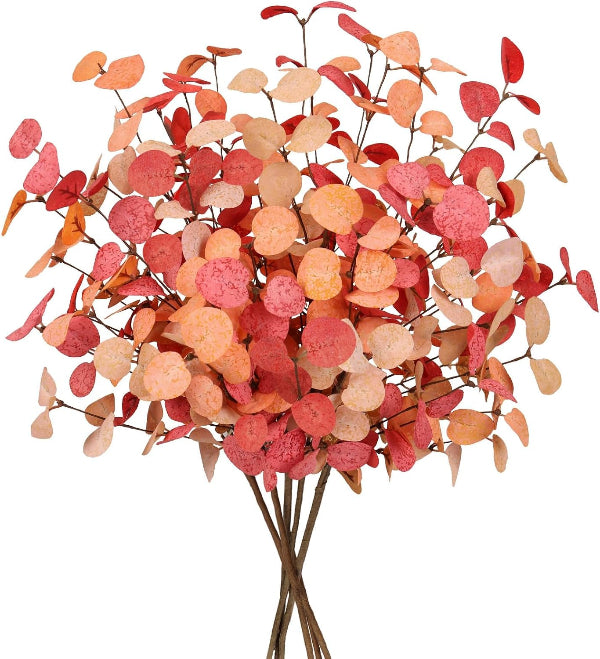 Beferr 5 Pcs Autumn Artificial Eucalyptus Stems – Fall Décor for Home & Centerpieces