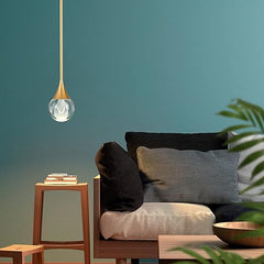 Vintage Raindrop Glass Chandelier - Adjustable Bronze Pendant Light