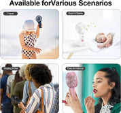 Handheld Fan, USB Rechargeable Mini Portable Fan, Personal Small Silent Hand Fan 4 Speeds with Mirror, Battery Operated Table Desk Fan for Office Outdoor Home Travel (Black)