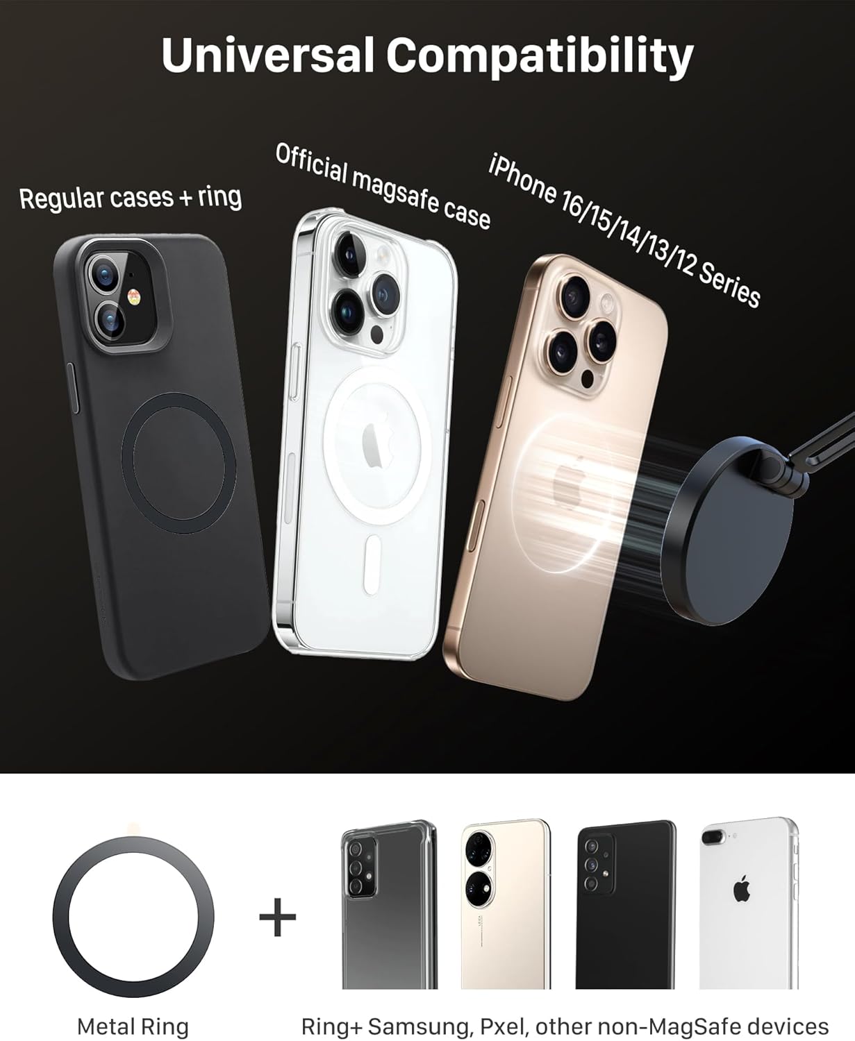MagSafe Car Charger Mount 15W Fast Wireless Charging Alloy Foldable