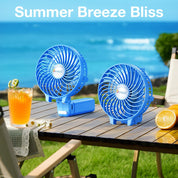 Mini Foldable USB Handheld Desk Fan 3 Speed Blue