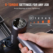 Electric Screwdriver Set - 4V Cordless Screwdriver 2500mAh - 5 Torque Settings Electrical Screwdriver 250RPM 5N·m Max - Digital Screen Power Tools for Furniture Repairs, LED, 15 S2 Metal Bit, 1/4" Hex