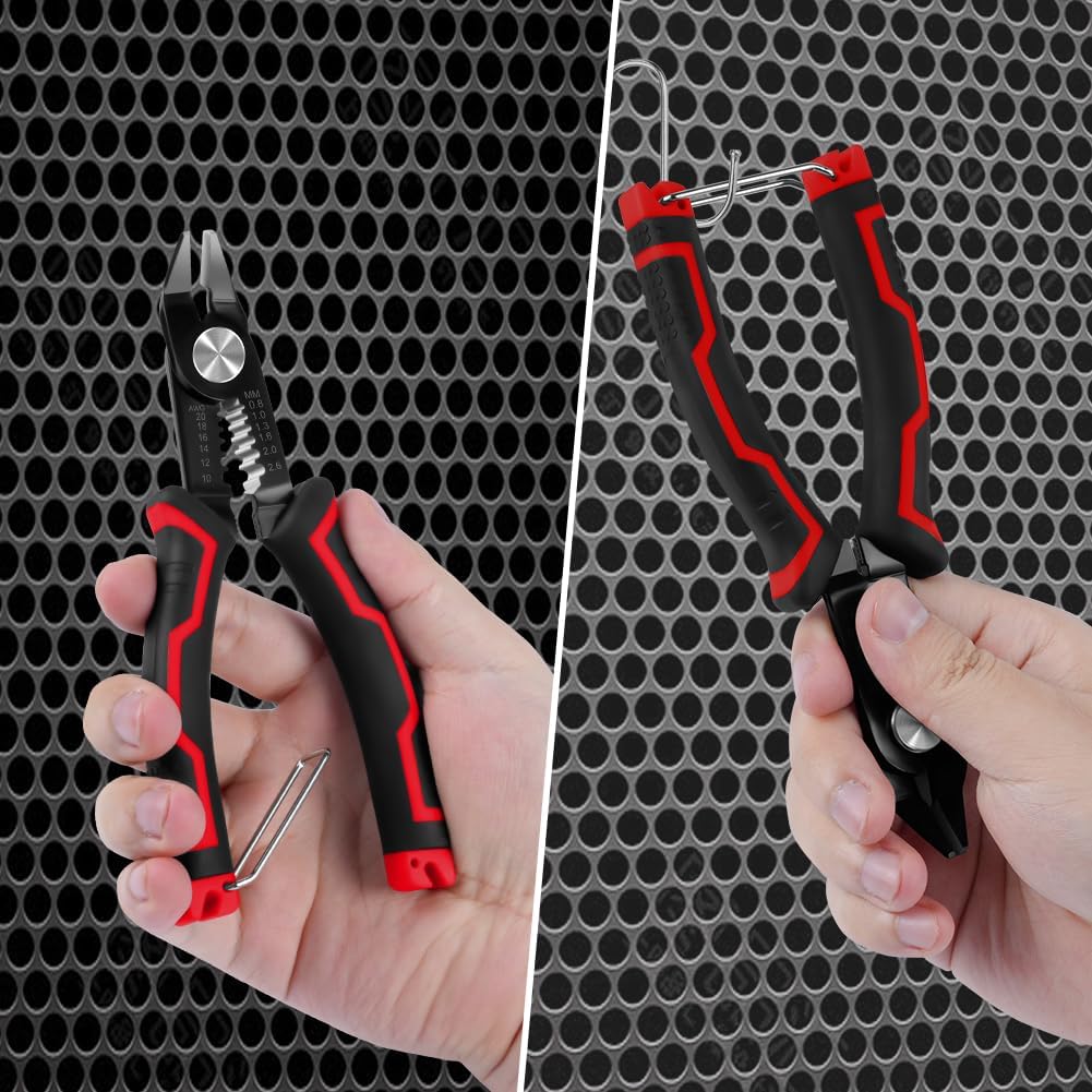 Wire Cutters, 3 in-1 Cable Cutters for 10-20 AWG Stranded, Hidden Spring, Non-Slip Handle, Safety Lock, Side Cutter for Electronics, Electrical Repair, Appliance, DIY, Circuit Boards