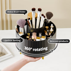 Rotating Makeup Organizer 360° – Cosmetic Brush & Skincare Holder for Vanity