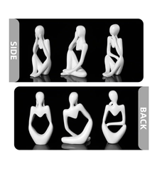 FARAMIR Thinker Statues Set of 3 – White Abstract Resin Figurines for Modern Home Décor