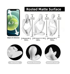 FARAMIR Thinker Statues Set of 3 – White Abstract Resin Figurines for Modern Home Décor