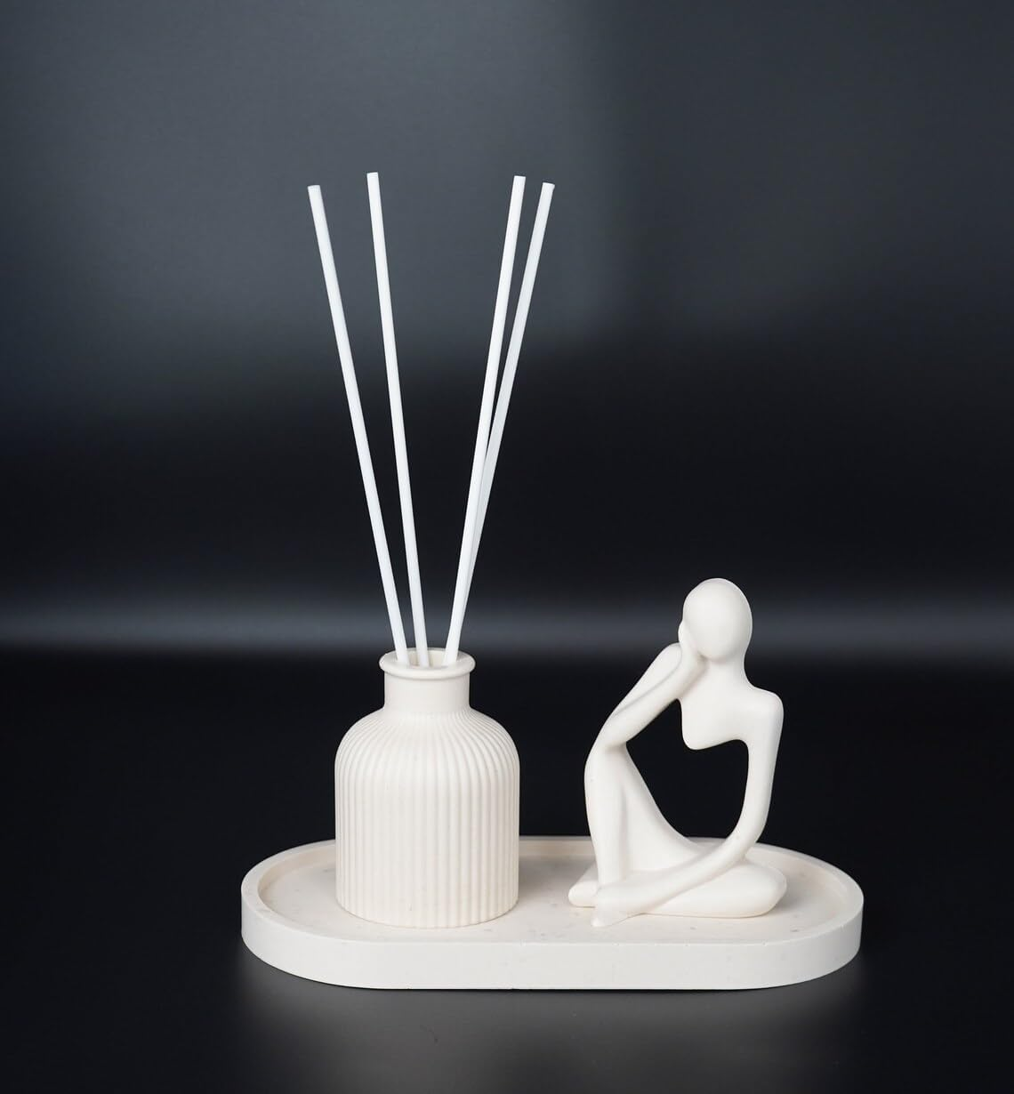 FARAMIR Thinker Statues Set of 3 – White Abstract Resin Figurines for Modern Home Décor