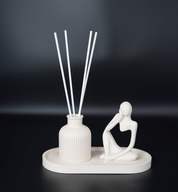 FARAMIR Thinker Statues Set of 3 – White Abstract Resin Figurines for Modern Home Décor