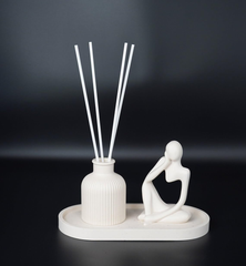 FARAMIR Thinker Statues Set of 3 – White Abstract Resin Figurines for Modern Home Décor