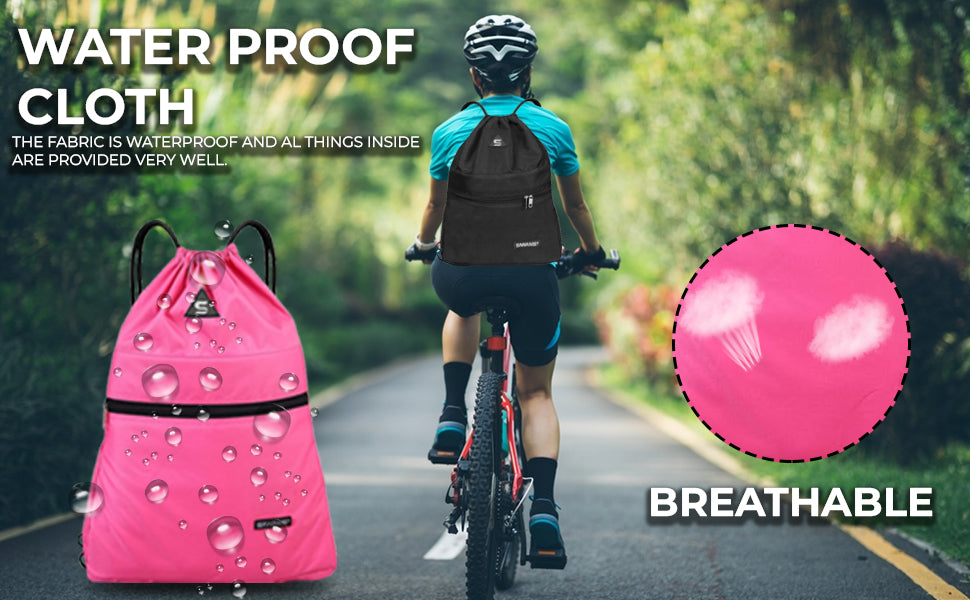 Drawstring Gym Sport Bag – Waterproof Zipper Backpack for Travel, School & Hiking