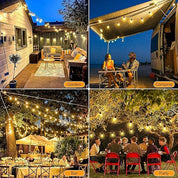 200FT Outdoor Festoon Lights with Remote and LED Bulbs