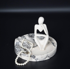 FARAMIR Thinker Statues Set of 3 – White Abstract Resin Figurines for Modern Home Décor