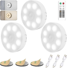 16-LED Motion Sensor Lights 3-Pack – Dimmable, USB Rechargeable, Indoor