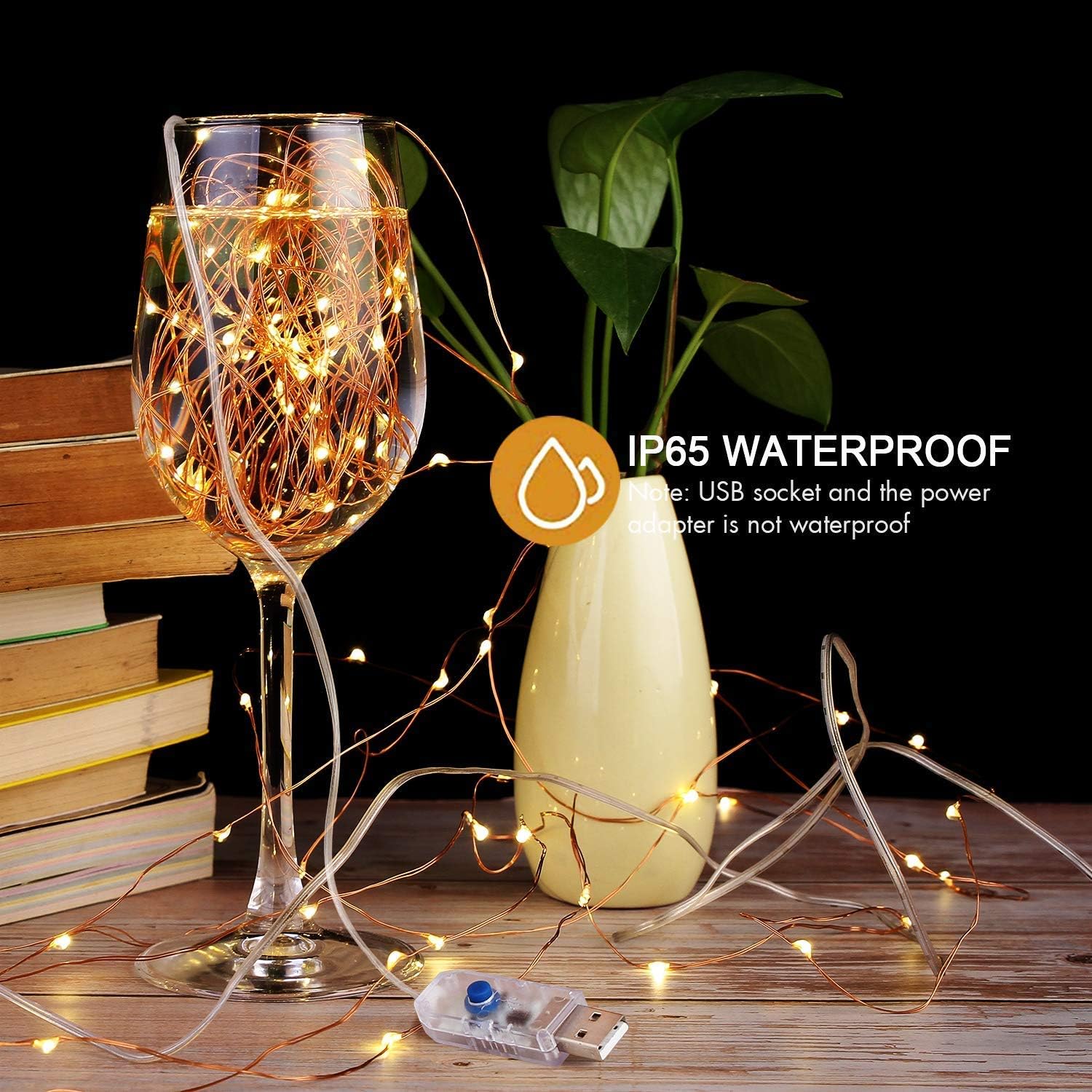 [2 Pack] 120 LED USB String Lights – 40ft, 8 Modes, Waterproof, Remote Controlled
