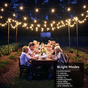 Solar Powered Retro Bulb String Lights – Warm White LED Outdoor Garden & Party Lighting